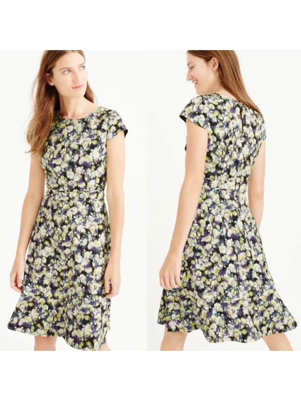 J Crew Citrus Clover Cap Sleeve Dress Size 8